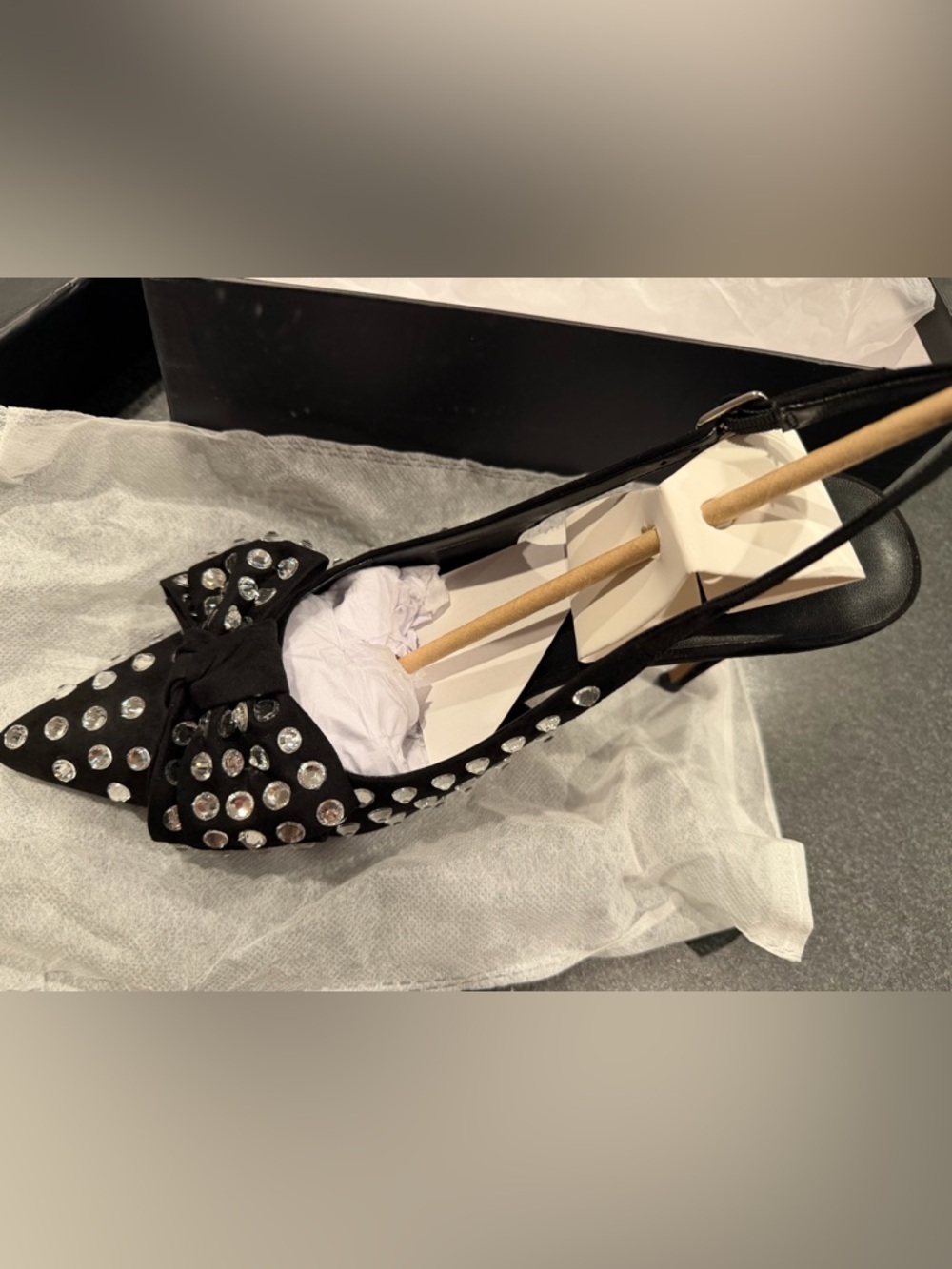AAJ by Aminah -Black Jeweled Peep-Toe Women's Heel